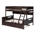 thumbnail image 3 of Euroco Wood Twin over Full Bunk Bed with Storage Cabinet for kids Room, Espresso, 3 of 6