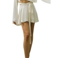 thumbnail image 5 of hirigin Women Mini Skirt, High Waist Solid A-line Bottoms Summer Skirt with Belt for Club Party, 5 of 9