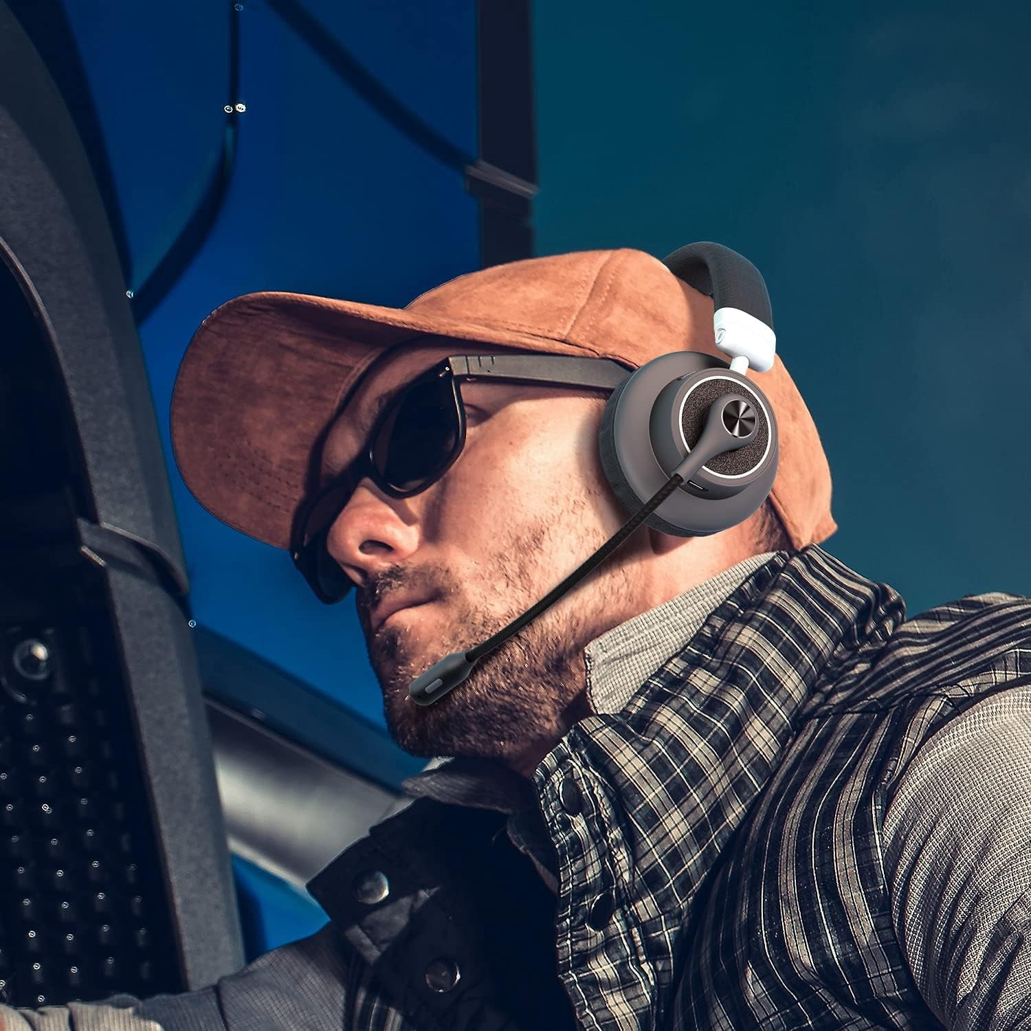 Car and Driver Trucker Bluetooth Headset, Wireless Headset Noise Canceling Headphones with Microphone, Home Office, Zoom, Call Center, Clear Highway | Siri, Alexa, Google Compatible