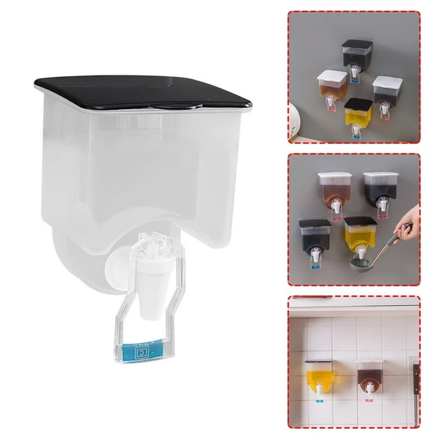Oleegame 1PC Spice Dispenser Mini Kitchen Non - Nail Wall - Mounted Seasoning Box Non - T-race Paste Seasoning Box Black