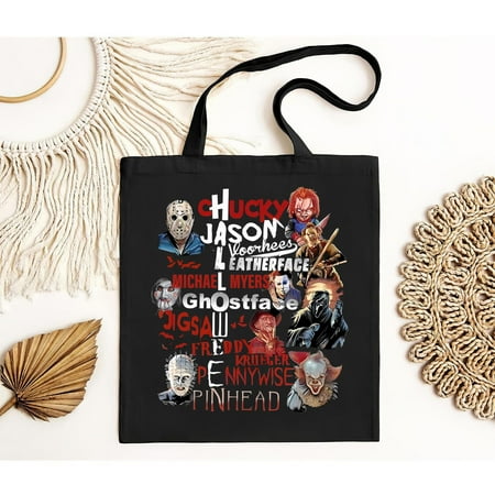 vintage Short Sleeves Horror Movie Icons Halloween Bag  Horror Movie Killers Tote Bag for Men and Women  up to -TH14465