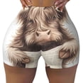 thumbnail image 2 of Balery Relaxed Cute Cow Reading Pantalones cortos de entrenamiento estampados para mujer, sin costuras, ajustados, para gimnasio, yoga, correr, deportes, ejercicio activo, fitness.-Small, 2 of 8