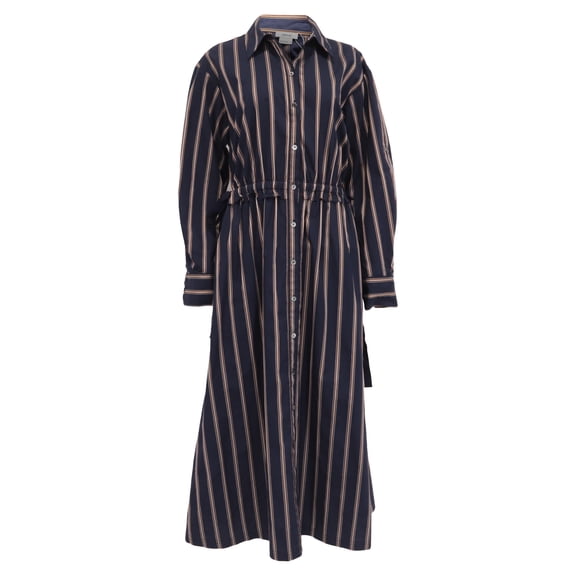 Pre-Owned Jason Wu Striped Long Dress in Navy Blue Cotton