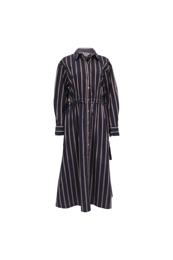 Pre-Owned Jason Wu Striped Long Dress in Navy Blue Cotton