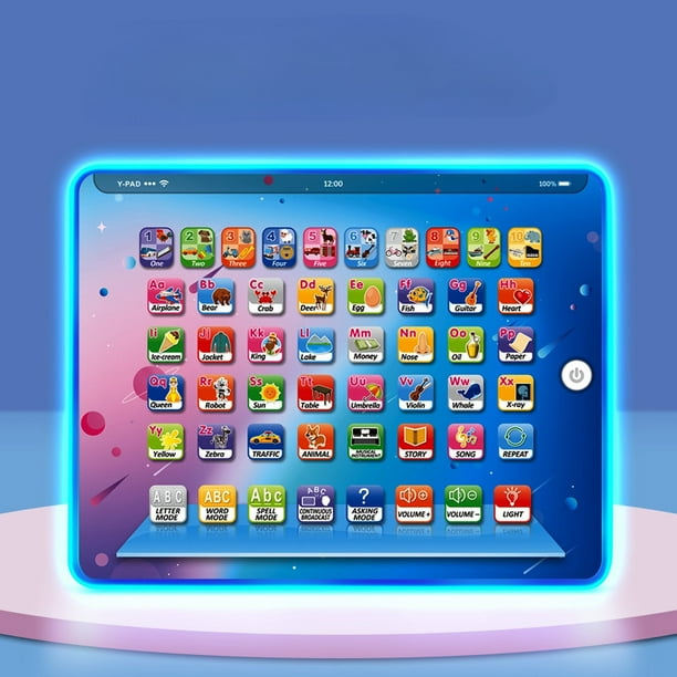 Juguetes, Educación, Tableta de pantalla grande en inglés, Aprendizaje de educación temprana, Punto de lectura, Juguete de enseñanza de cuentos para bebés y niños pequeños, Tableta para niños