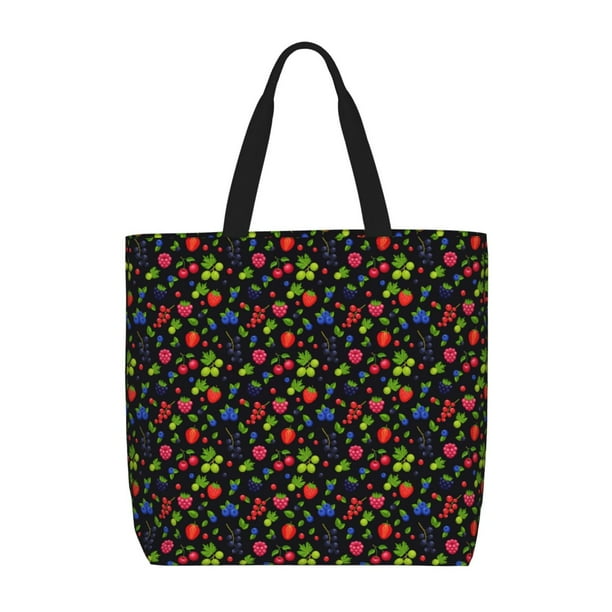 Fotbe Berries Bolsa Tote con Estampado para Mujer, Bolsos con Cremallera, Bolsa de Hombro Casual de Gran Capacidad con Bolsillos Internos