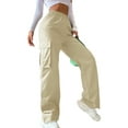 thumbnail image 2 of Women High Waisted Cargo Pants Wide Leg Casual Pants Travel Trousers Baggy Stretchy Pants Apricot S, 2 of 3