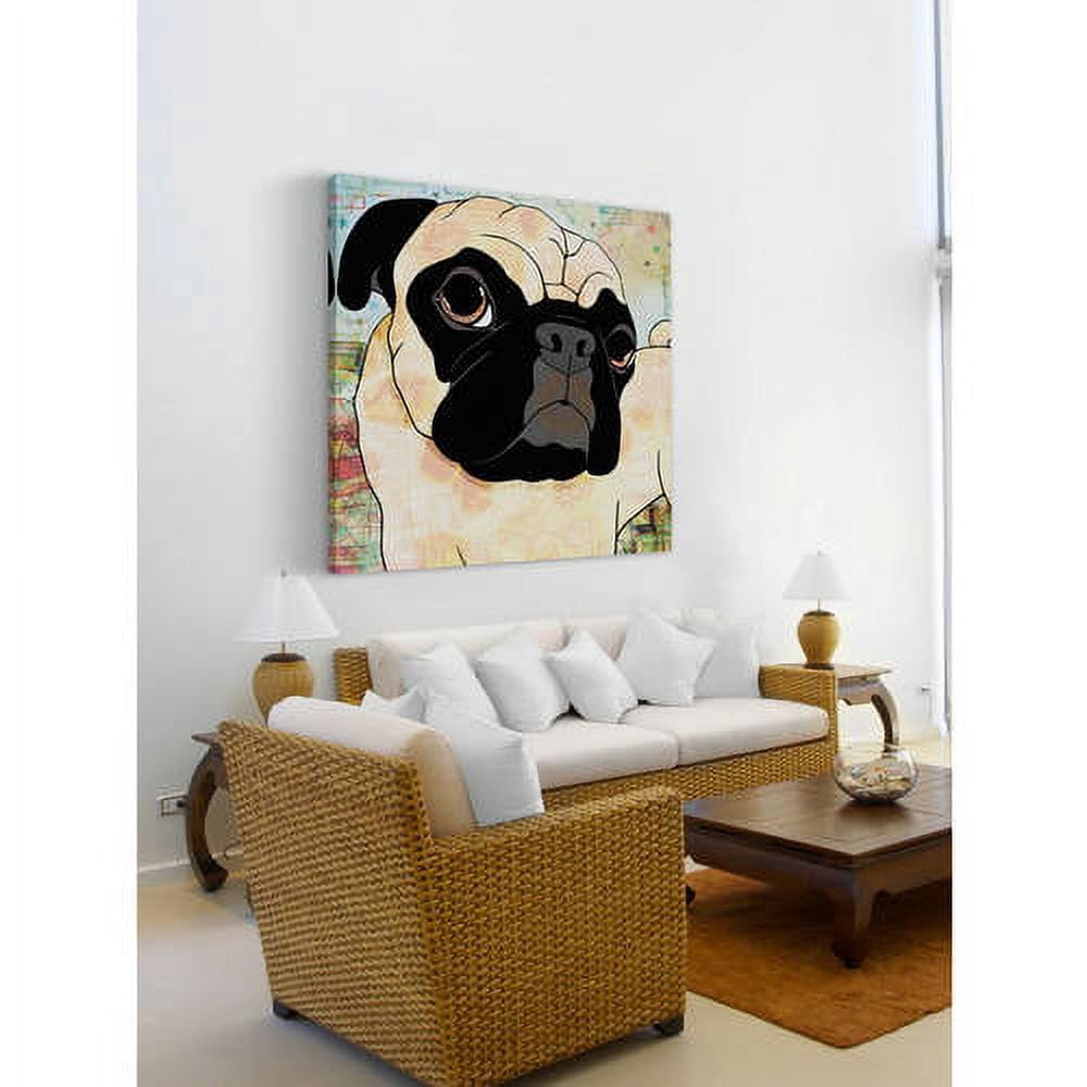 "Pug Mug" Painting Print on Wrapped Canvas