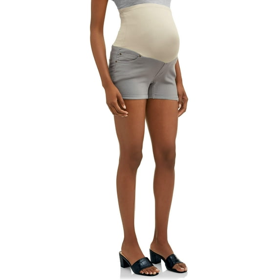 Oh! Mamma Maternity Full Panel Twill Shorts - Available in Plus Sizes