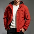thumbnail image 3 of Mens Rain Jacket Lightweight Solid Color Windproof And Waterproof Zipper Parka Coat Athletic Coat Hooded Outwear Winter Fall Outerwear with Pockets, 3 of 6