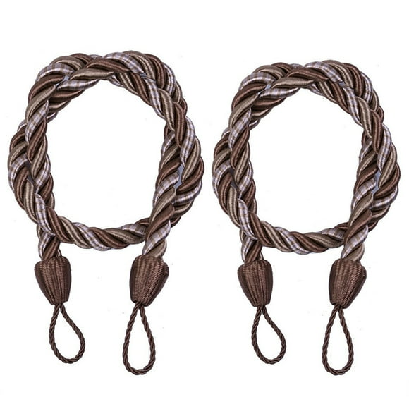 2PCS Curtain Rope Tiebacks 27 Inches, Heavy Duty Cord Buckle Tie Backs for Window Curtains, Decorative Nautical Tieback Holds Curtain Open for Living Room Shower Room