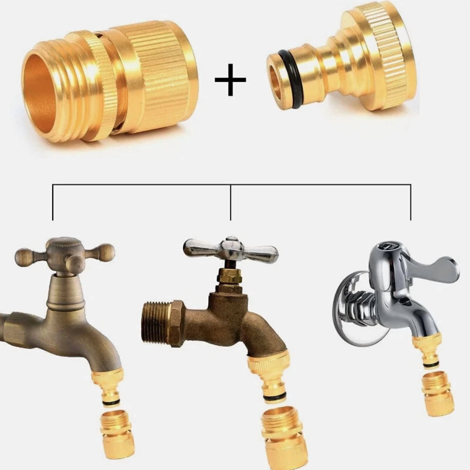 PURELY- 3/4' Garden Hose Quick Connect Water Hose Fit Brass Female Male Connector Set
