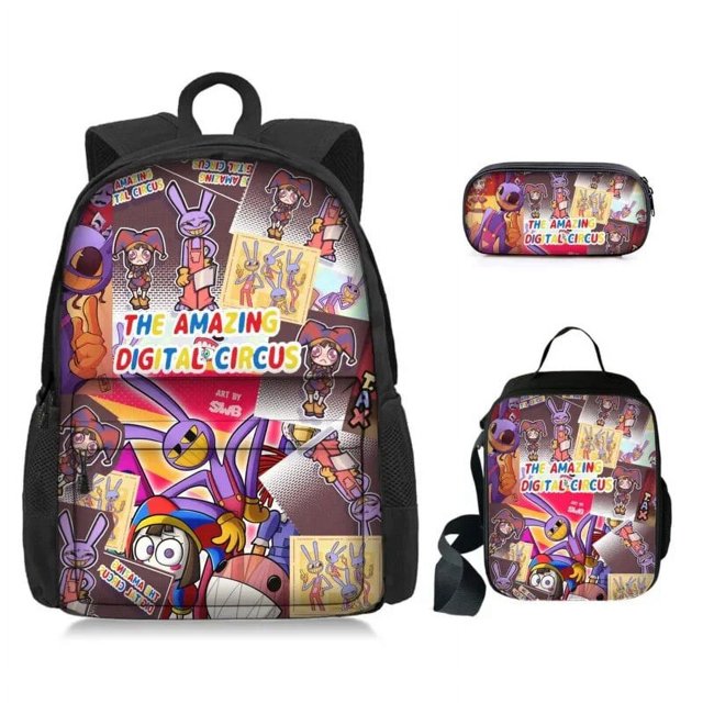 3pcs The Amazing Digital Circus Backpack Cute Cartoon School Bag Mochila Anime Pencilbag Set For Kids Birthday Christmas Gift