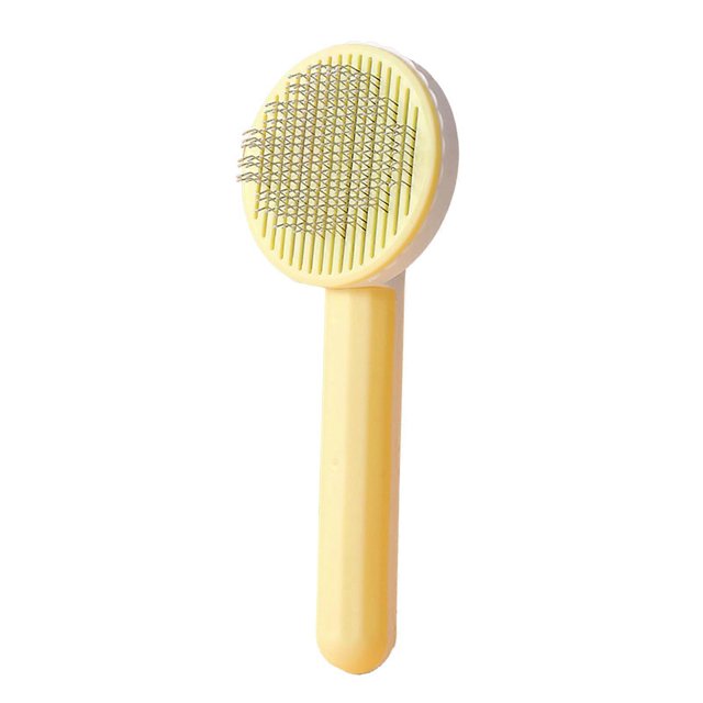 Pet Hair Comb Self Cleaning Massage Hair Removal Cat Grooming Brush for Cat Kitten Pet Supplies Yellow Pet Self Cleaning Comb