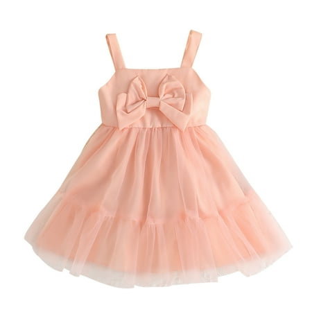

URMAGIC Toddler Baby Girl Dress Sleeveless Strap Bowknot Dress Tutu Skirt Summer Princess Beachwear Outfit Clothes 9M-4T