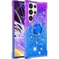 thumbnail image 7 of for Samsung Galaxy S25 Ultra (Not S25) Quicksand Case with Ring Kickstand, Girls Women Bling Cute Glitter Flowing Liquid Floating Sparkle Cover for Samsung Galaxy S25 Ultra. JB-Purple Blue, 7 of 7