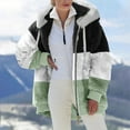 thumbnail image 5 of Kixjoy Women Fleece Long Coat Long Sleeve Thick Winter Puffer Jacket Fleece Zip Up Plus Size Coat Trendy Loose Fit Hooded Outerwear with Pockets, Green L, 5 of 5