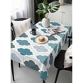 thumbnail image 2 of Bohemia Rectangle Tablecloth, Vintage Moroccan Geometric Pattern Blue Green Gray Waterproof & StainResistant Tablecloth, Washable Oil-proof Table Cover for Dining/Party/Wedding/Buffet 54x108 In, 2 of 9