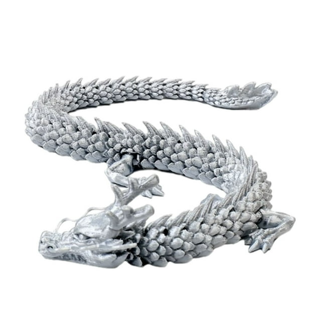 Youkk Home Decor With Elegant 3D Printed Chinese Dragon Add Charm To Home Handmade silver 45CM