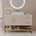 thumbnail image 2 of 47.2" Modern Bathroom Vanity with Ceramic Vessel Sink Gold Accent Free Standing Cabinet, 2 of 12