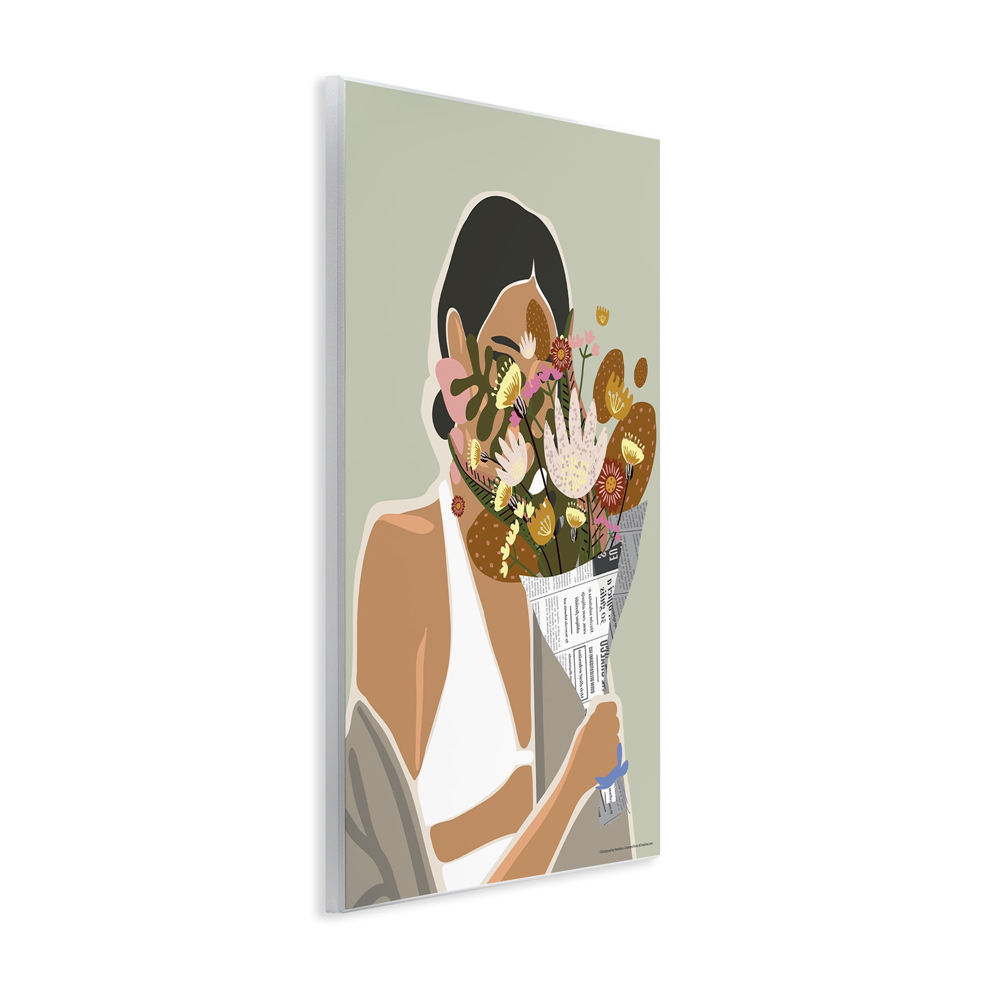 Stupell Industries Woman & Plant Bouquet People Painting Unframed Art Print Wall Art, 10 x 15