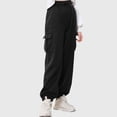 thumbnail image 2 of Staki Sweatpants for Girls Baggy Sweatpants for Girls Trendy Oversized Wide Leg Loose Sweat Pants Elastic High Waist Drawstring Athletic Joggers(Black,10-11 Years), 2 of 5