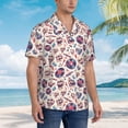 thumbnail image 3 of Sikiie rock Skull record Retro Print Men's Hawaiian Shirt, Summer Beach Button Pocket Short Sleeve T-Shirt,Small, 3 of 7