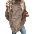 thumbnail image 2 of Wensltd Women's Cable Knit Chunky Turtleneck Cardigan Poncho Pullover Shawl Cape Hollow Out Sweaters, 2 of 5