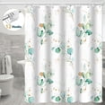 thumbnail image 1 of Dznils Cortina Shower de Tela Blanca Estampado Floral de Eucalipto Verde Acuarela con Ganchos, 72" x 72", 1 of 11