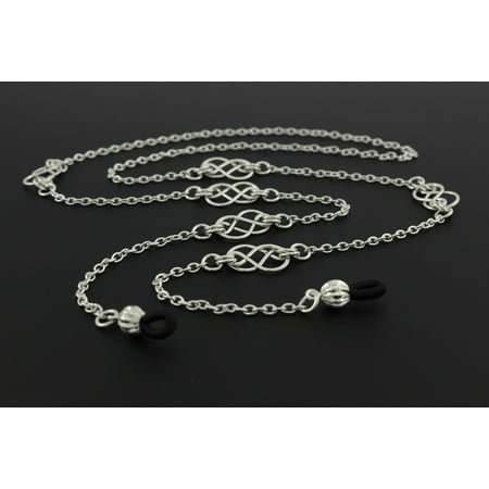 Long Celtic Knot Womens Fashion Eye Glasses Necklace Chain with Handcrafted Silver Celtic Knots, Fits Most Glasses ()