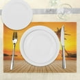 thumbnail image 3 of Ambesonne Tropical Place Mats Set of 4, Wooden Deck Sunset, Standard Size, Orange Brown, 3 of 6