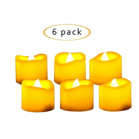 Fake Candle App Flameless LED Battery Operated Tealight Candles Bright Flickering Electric Fake Decorative Lights Bulk Christmas Party Wedding Décor Decorations Unscented Set of 6 Long Lasting Batteries Included ()