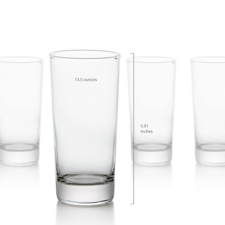 GoodGlassware Highball Glasses (Set of 4) 13.5 oz - Tall Drinking Glass  with Heavy Base - for Water, Juice, Cocktails, and Beverages - Lead Free,  Dishwasher Safe, Perfect for Kitchen & Bar 