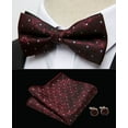 thumbnail image 2 of Synzerm Mens Solid Color Double Fold Pre-tied Bow Tie and Pocket Square Cufflink Set, 2 of 2