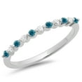 thumbnail image 1 of Dazzlingrock Collection 0.25 Carat (ctw) 10K Blue & White Diamond 11 Stone Anniversary Wedding Band 1/4 CT, White Gold, Size 8, 1 of 1