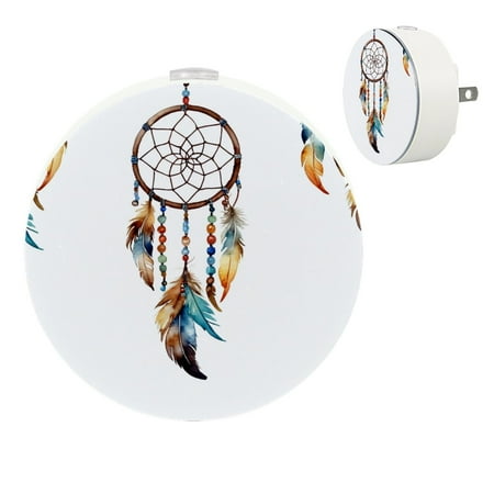 

YZUOUZY Night Lights Plug into Wall Night Lights Small Bedside Lamps Set of 2 Retro Style Feathers