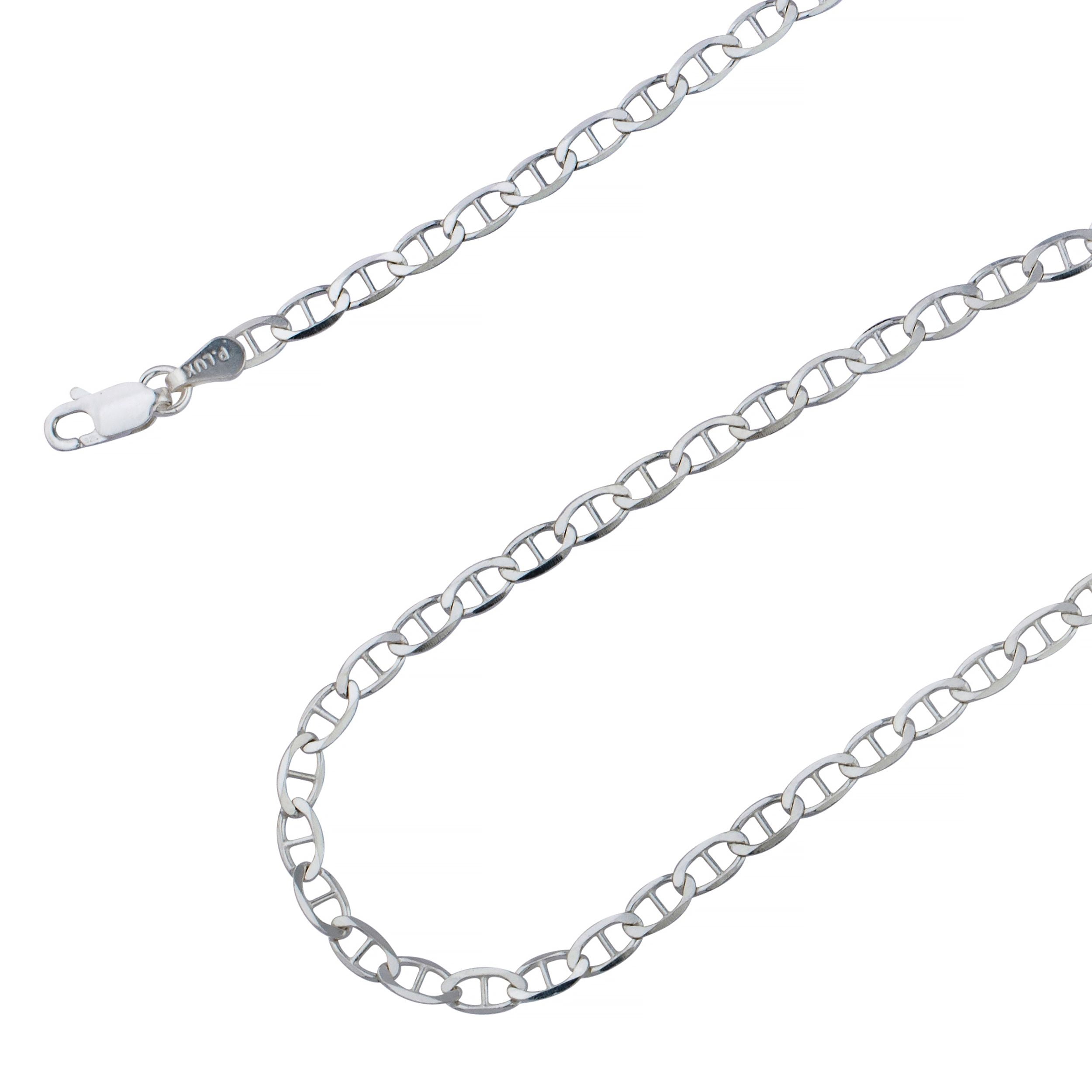925 Sterling Silver Flat Mariner Link Anchor Chain 1.8mm 3mm 3.5mm 4.5mm 5.5mm 6.5mm Necklace