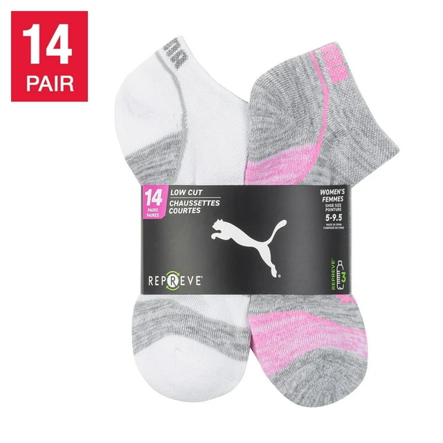 Puma Chaussettes Sport pour Femmes Repreve, 14 Paires, Blanc