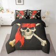 thumbnail image 2 of Sugar Skull Bed In A Bag Queen Pirate Bones Skeleton Comforter Set 7 Piece Teen Men, Adventure Nautical Bedding Set Gothic Skull Sheet Set With Comforter, 2 of 4