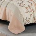 thumbnail image 4 of Chezmoi Collection Everly California King Bed in a Bag 7-Pieces Luxury Blush Taupe Cherry Blossom Floral Embroidery Comforter Set with Sheets All Season Bedding Set, California King, 4 of 10