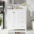 thumbnail image 4 of Euroco 30'' Bathroom Vanity with Ceramic Sink Combo, Solid Wood Frame Bathroom Storage Cabinet, Freestanding Vanity Set with 4 Drawers& Soft Closing Doors, White, 4 of 26
