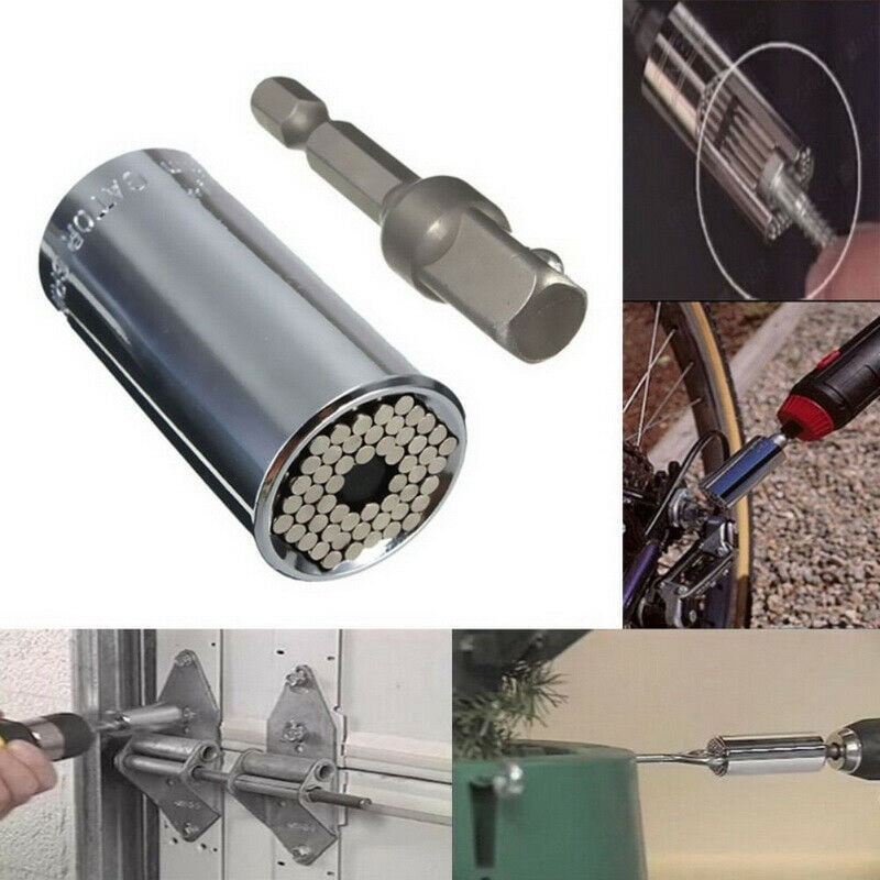 INTSUPERMAI Universal Socket Wrench with Power Drill Adapter 2 Pieces Set 7-19mm