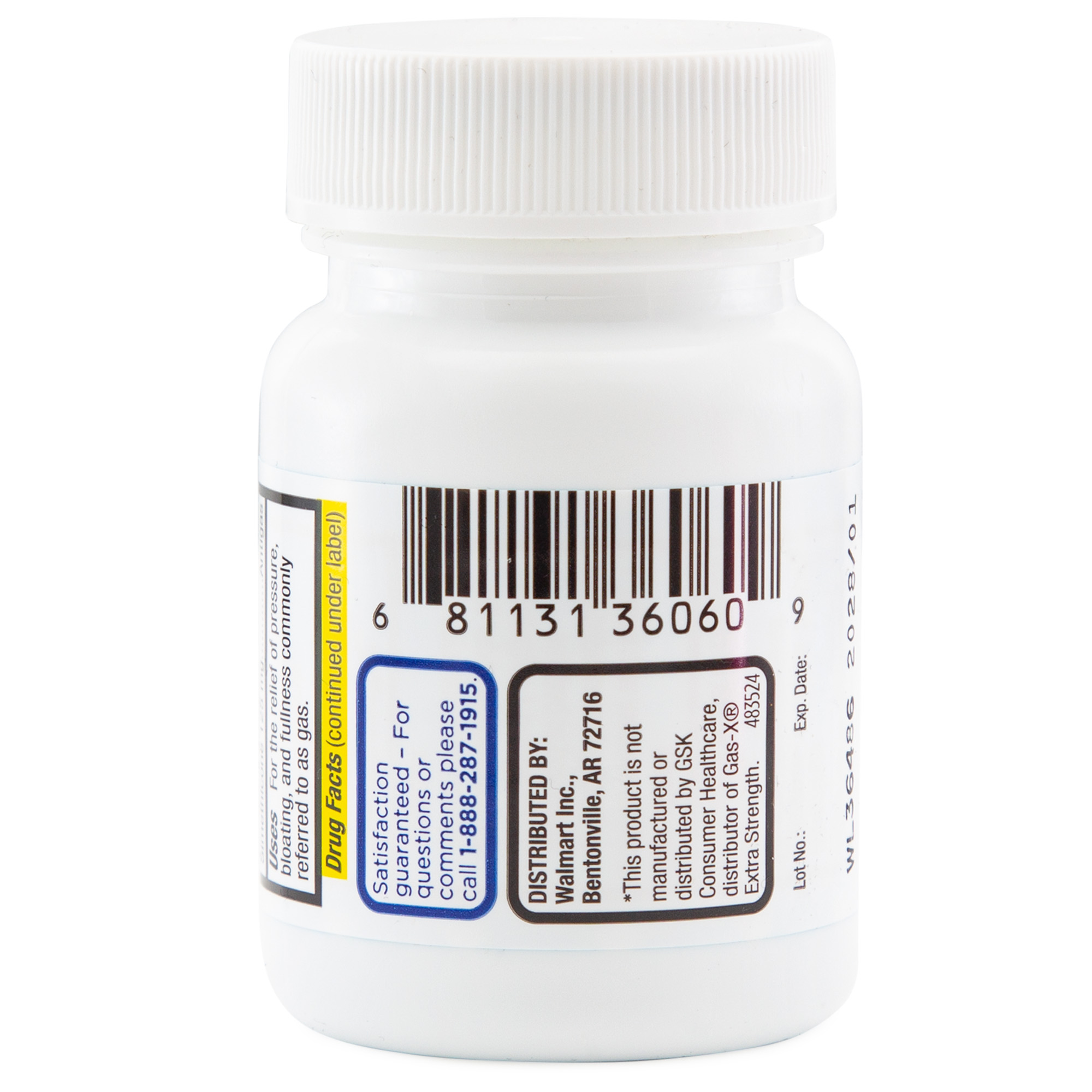 Equate Alivio de Gases de Fuerza Extra con Simeticona 125 mg, Cápsulas Blandas, 20 Unidades, Comparar con Ingrediente Activo de Gas-X Fuerza Extra 7