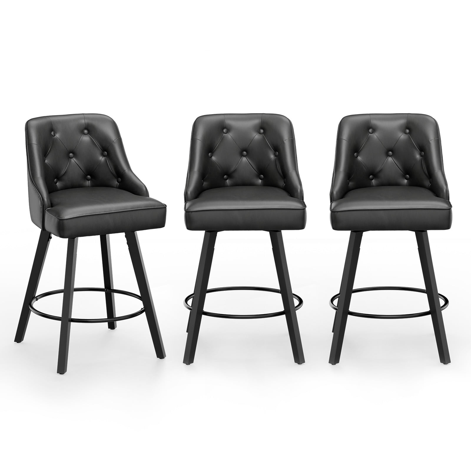 Zimtown Modern Swivel Barstools with Back, 26" Counter Height Bar Stools Kitchen Island Dining Chairs Set of 1, Black