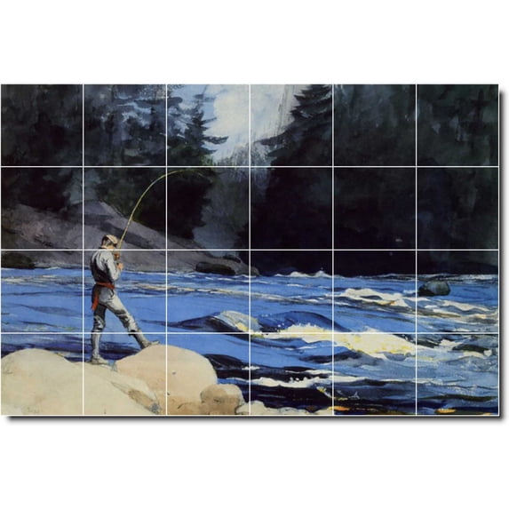 Ceramic Tile Mural-Winslow Homer Country Painting 412. 72" w x 48" h using (24) 12 x 12 ceramic tiles