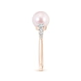 thumbnail image 6 of Angara Japanese Akoya Cultured Pearl Ring with Graduated Diamonds in 14K Rose Gold for Women | June Birthstone Jewelry for Her, 6 of 8