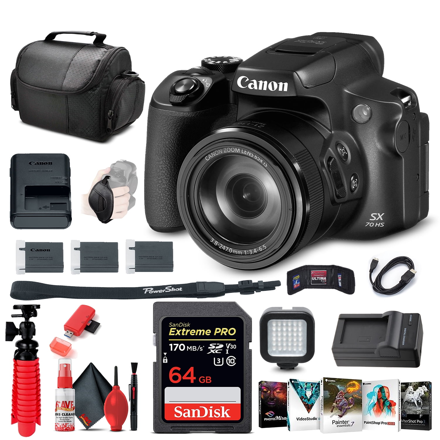 Canon PowerShot SX70 HS Digital Camera (3071C001) + 64GB Card Pro Bundle(International Model)