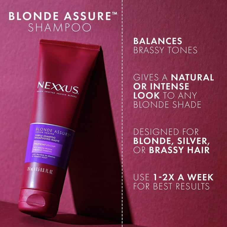 Protein Blonde Assure 8.5 Shampoo For Keratin Purple, Nexxus Color oz Blonde Care Hair