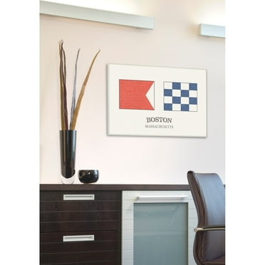 Stupell  Boston Nautical Flags Stretched Canvas Wall Art 24 x 30