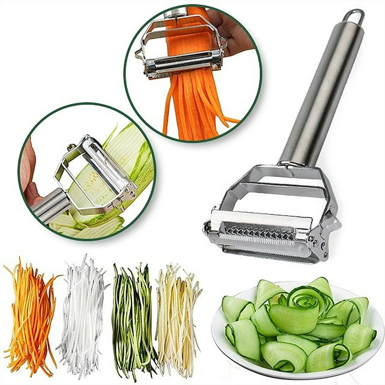 Ixir Stainless Steel Vegetable Peeler - Commercial Grade Julienne Cutter,  Slicer, Shredder, Scraper - Fruit, Potatoes, Carrot, Cucumber - Kitchen